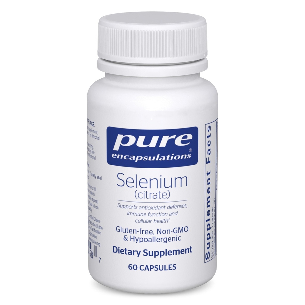 Pure Encapsulations Selen (Citrate) - für Immunsystemunterstützung & Zelluläre Gesundheit - Antioxidante Ergänzung - Unterstützt Blutfluss* - Glutenfrei & Vegan - 60 Kapseln