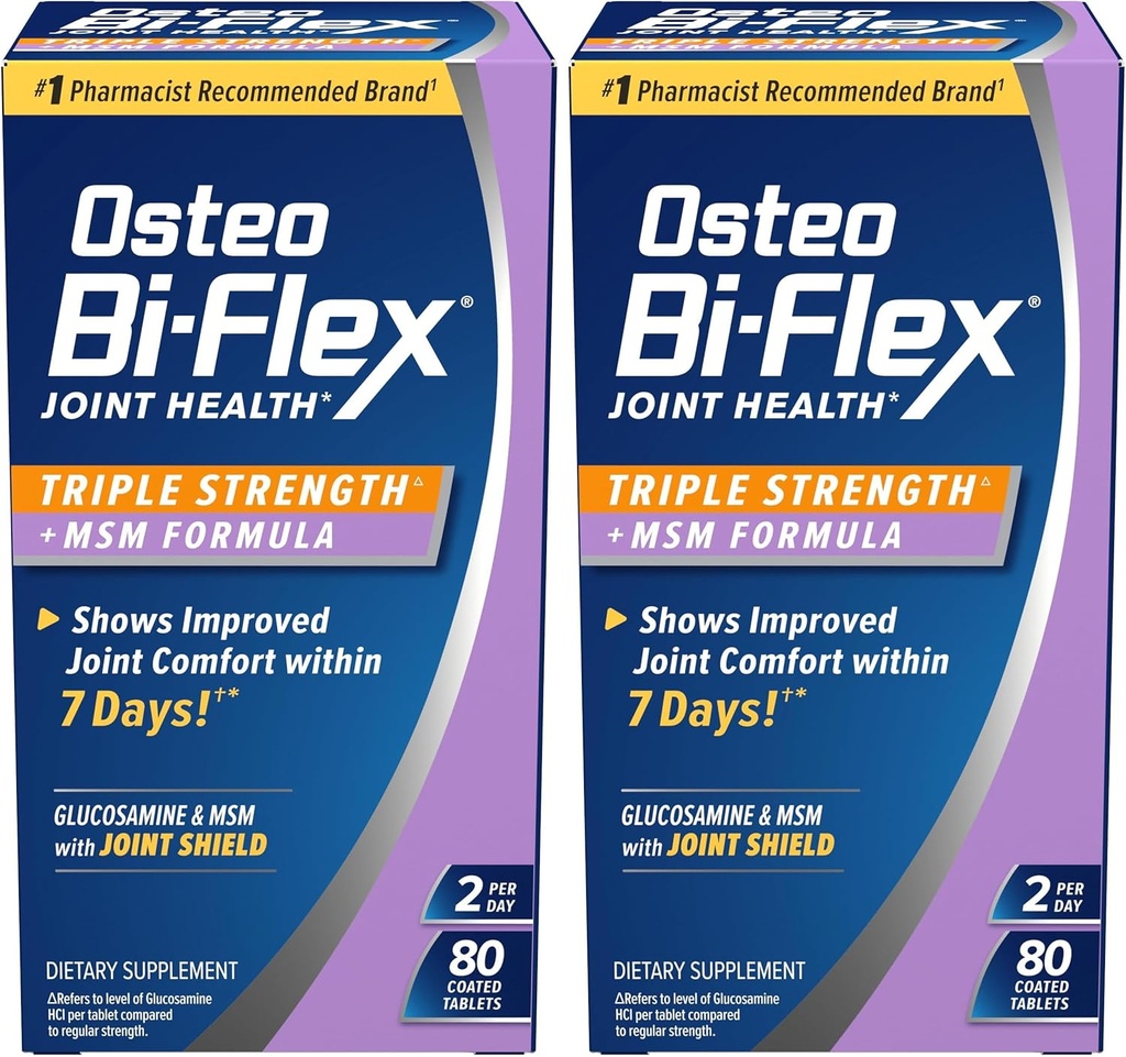 Osteo Bi-Flex Triple Strength(5) mit MSM, Glucosamine Joint Health Supplement, Beschichtete Tabletten, 80 Count (Pack von 2)