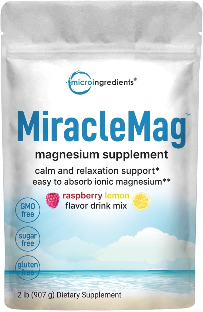 Calm Magnesium Pulver, 2lbs | Magnesium Citrat Pulver | Sweet Raspberry Lemon Flavored | Calm & Relaxation Mineral Support | Easily Absorbiert | Non-GMO, Vegan, Sugar Free