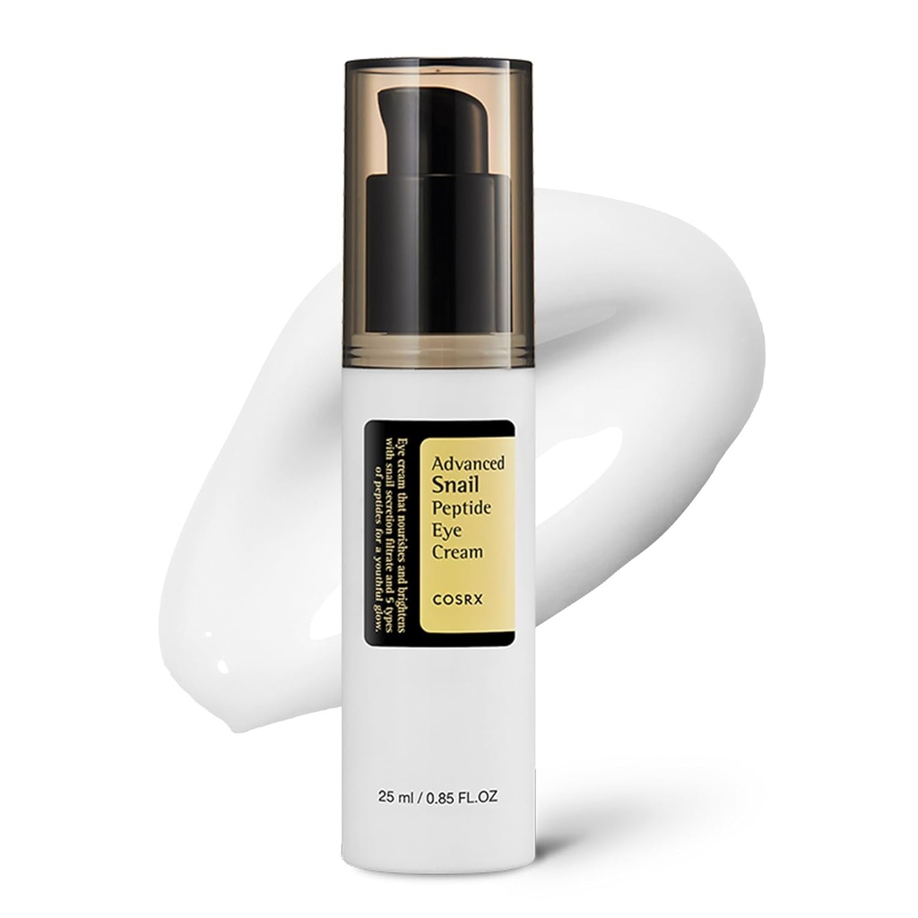 CoSRX Escargot Mucin Peptide sous la crème pour les yeux, 0,84 fl oz, 73,7% Escargot Mucin et Niacinamide, Soins pour les yeux, Crème pour les yeux anti-vieillissement, Cercles noirs, Soins de la peau coréenne