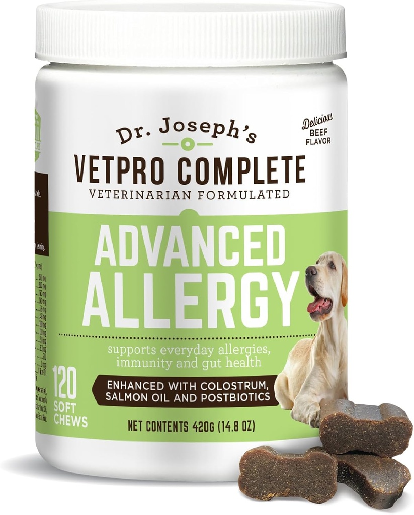 VetPro Advanced Allergy and Itch Unterstützung für Hunde - Unterstützt saisonale Allergien, juckende Haut, &amp; Immunität - Verbessert mit Lachsöl, Probiotics & Colostrum für Allergien, Immununterstützung, & Gut Health