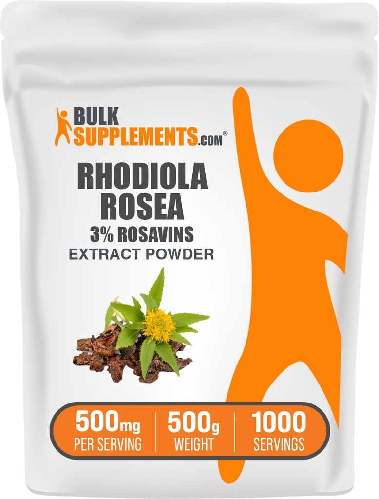 BulkSupplements.com Rhodiola Rosea Extrait - 3% Rosavin, Rhodiola Extrait de racine, Rhodiola Supplément, Rhodiola Poudre - Vegan, 500mg par portion, 500g (1,1 lbs)