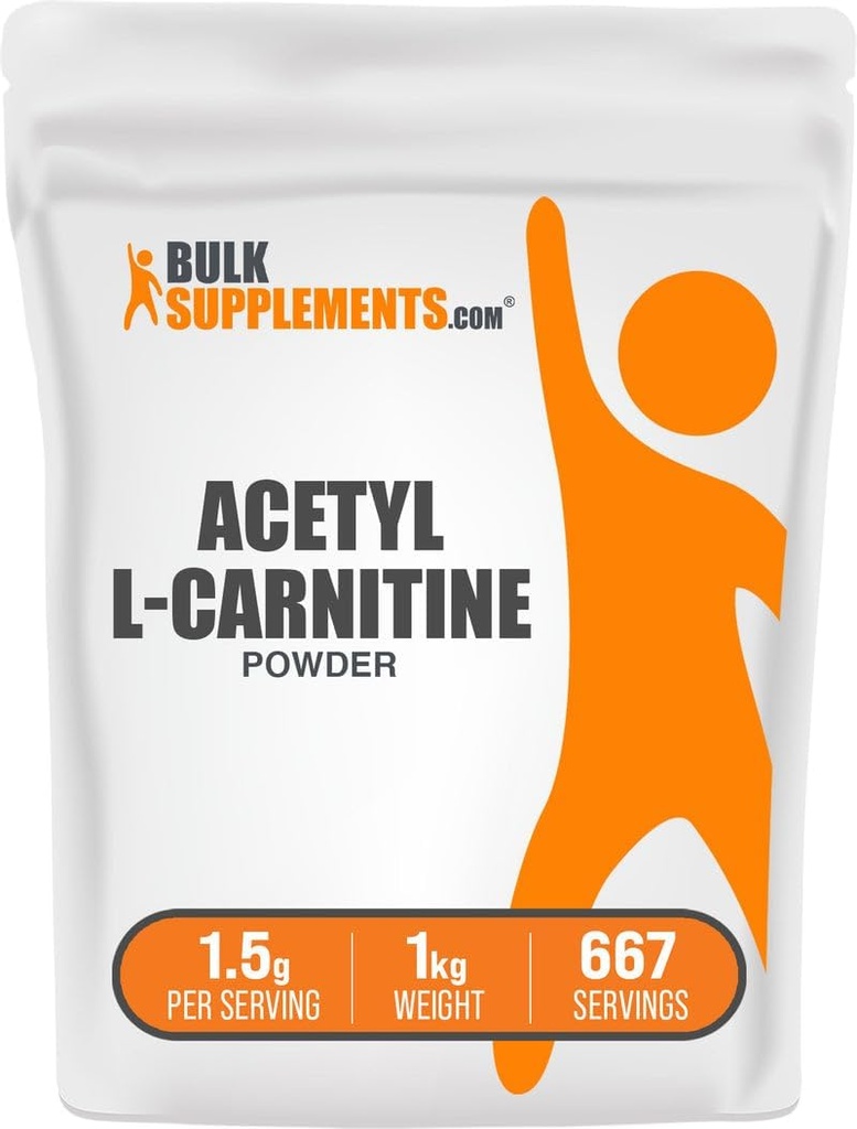 BulkSupplements.com Poudre d'acétyle L-Carnitine - en tant que HCl ALCAR, supplément de carnitine - sans gluten, 1,5 g par portion, 1 kg (2,2 lb) (paquet de 1)