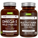 High Absorption Omega-3 Wild Fish Oil + Methylierte Männer Multivitamin Bundle, 1000mg EPA & DHA 180 Softgels + Sustained Release Multivitamin 180 Tabletten, von Igennus