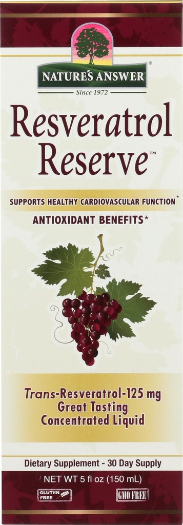 Nature's Antwort Alkoholfreie Resveratrol Reserve 5oz Konzentrierte Flüssigkeit | Verpackt mit Antioxidantien | Fördert Gesamt Wohlbefinden | Immunsystem Unterstützung | Single Count