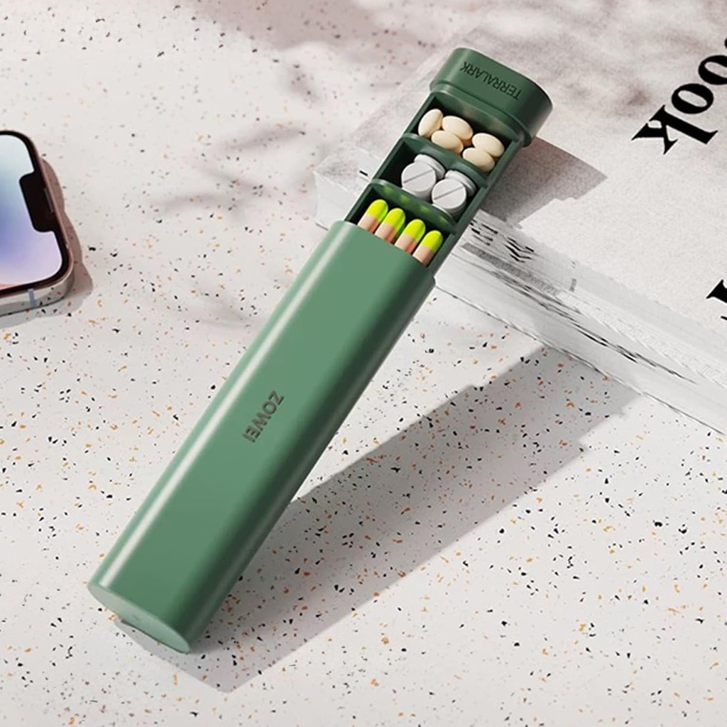 Organisateur de pilules 7 jours, cas de pilules hebdomadaires, boîte à pilules quotidienne, porte-pilule mignon pour tenir les vitamines, médicaments, pilules, suppléments(vert)