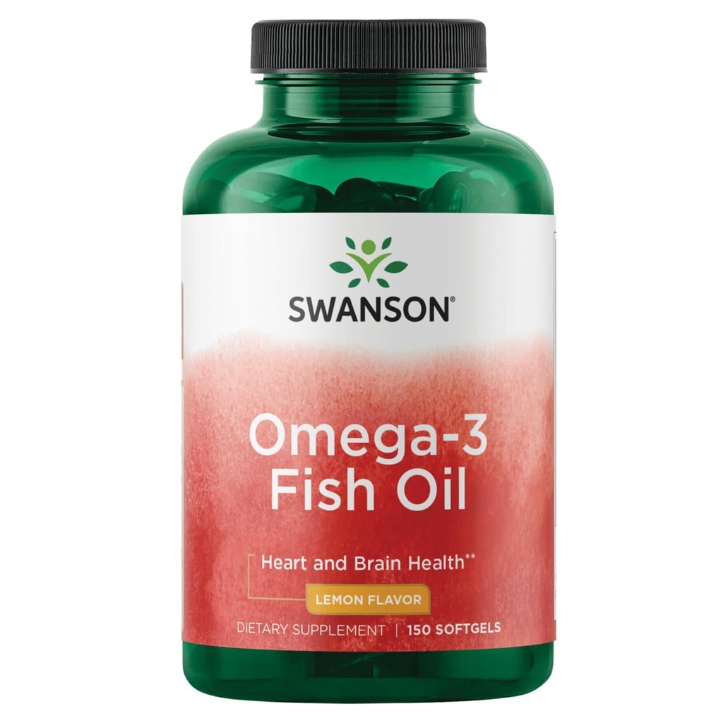 Swanson Omega 3 Fish Oil Supplement Herz Gehirn und Joint Support GMO-freie EFAs 180 mg EPA Plus 120 mg DHA 150 Softgel Kapseln Zitronen Geschmack