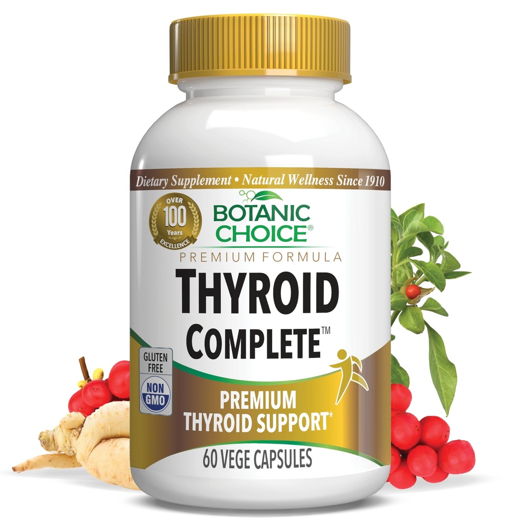 Choix botanique Thyroïde Complet – Soutien maintenant avec Ashwagandha, Schisandra Chinensis, Iodine -pour l'énergie thyroïde, les cheveux, la santé des ongles, le soutien de la santé cardiaque, le soutien hormonal (60 Végétateurs)