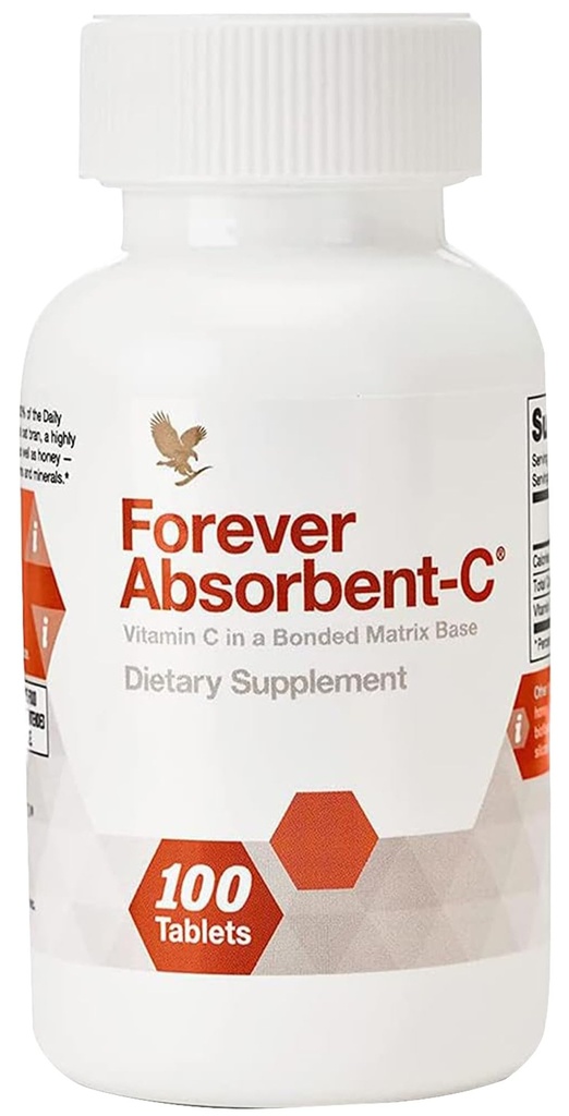 Forever Living - Absorbent-C, Orange und Honig Geschmack, Vitamin C Ergänzung mit Oat Bran, Immununterstützung, Hautgesundheit, 1 Flasche (100 Tabletten)