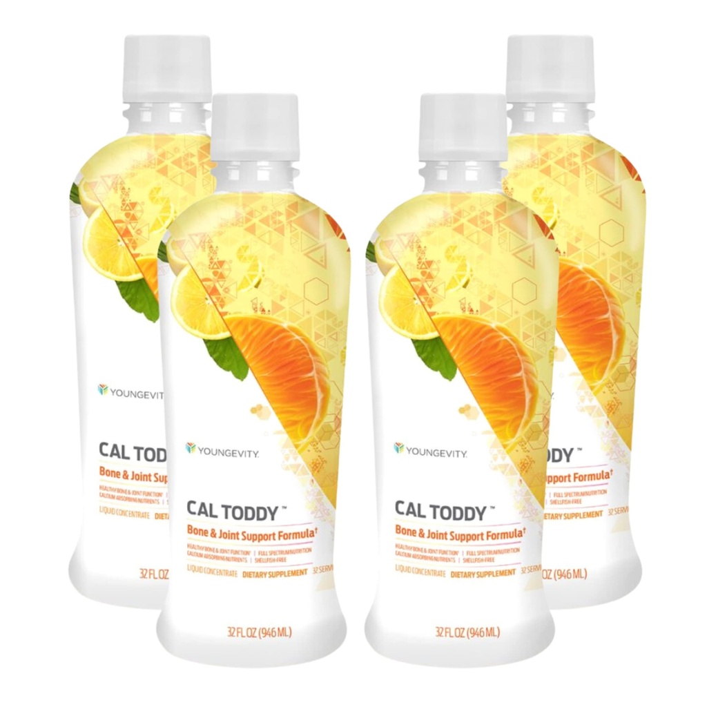 Youngevity CAL Toddy - Calcium (Citrate, Phosphate) Magnesium 1.200mg/600mg - Vitamine D-3, Zink, Kupfer, Kalium, Boron und 70+ Trace Mineral Cofactors - Unterstützt Knochengesundheit - 32 Fl Oz (Pack von 4)