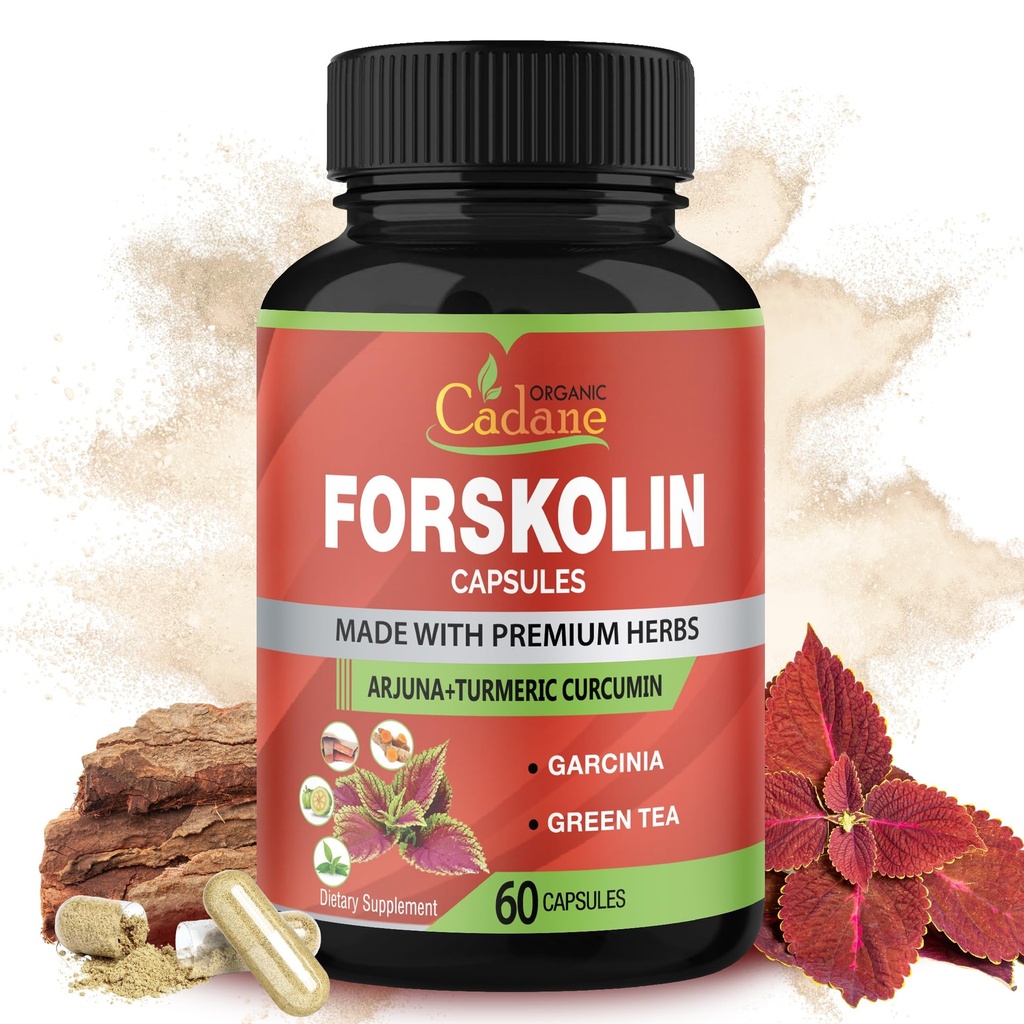 Forskolin ergänzt Kapseln mit Kurkuma, Arjuna, Garcinia Cambogia, Grüner Tee - 60 Kapseln