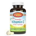 Carlson - Kid's Chewable Vitamin C, 250 mg, 1 g Zucker, Immununterstützung & Optimale Wellness, Antioxidans, Tangerine, 60 vegetarische Tabletten
