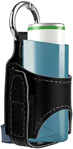 2pcs Tragbare Asthma Inhalator Halter,Leichtgewicht PU Leder Protective Travel Handy Asthma Inhaler Case für Erwachsene und Kinder,Holder Nur (Schwarz)