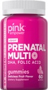 PINK Vitamines prénatales : 60 Gommies avec DHA et acide folique : non-OGM et multivitamine sans gluten.