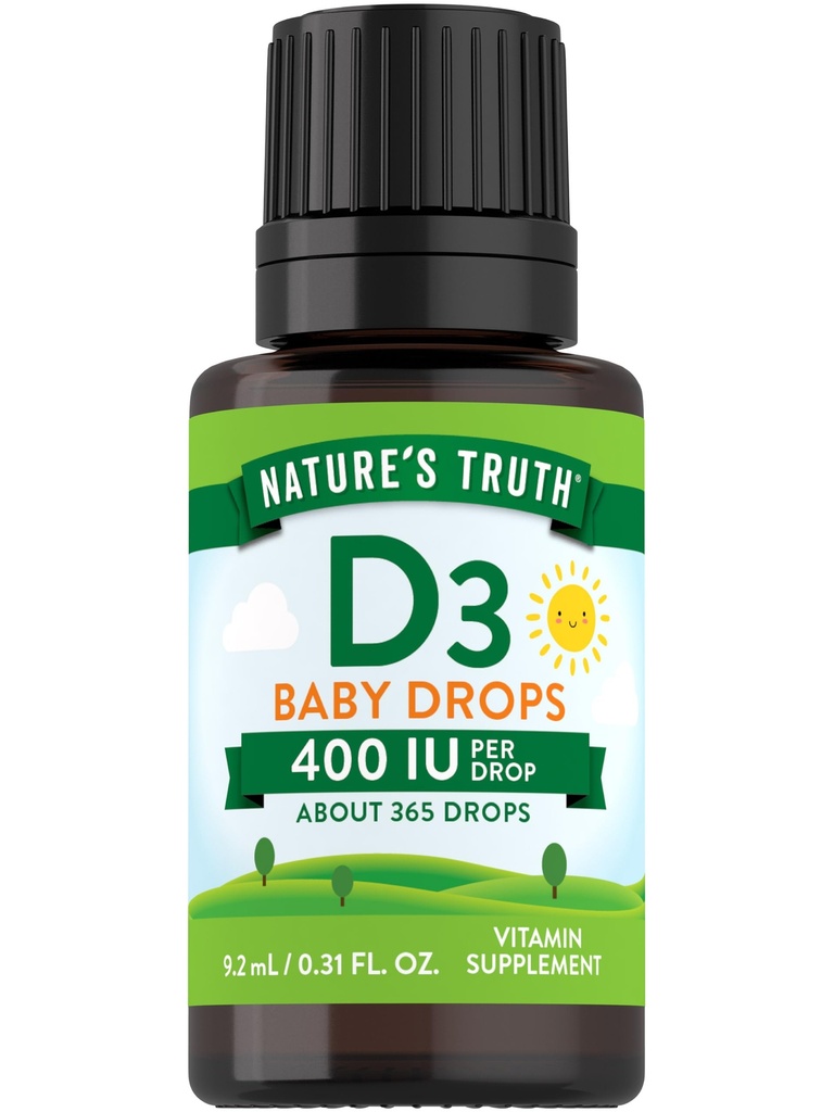 La vérité de la nature Les gouttes de vitamine D pour les nourrissons : 400 UI 9,2 mL de D3 pour les enfants
