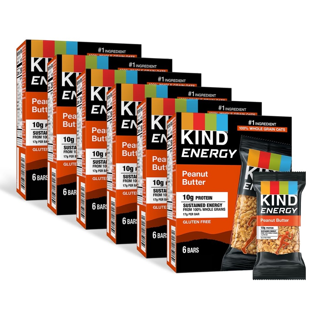 KIND Energy Bars, Peanut Butter, Gesunde Snacks, Glutenfrei, 10g Protein, 36 Count