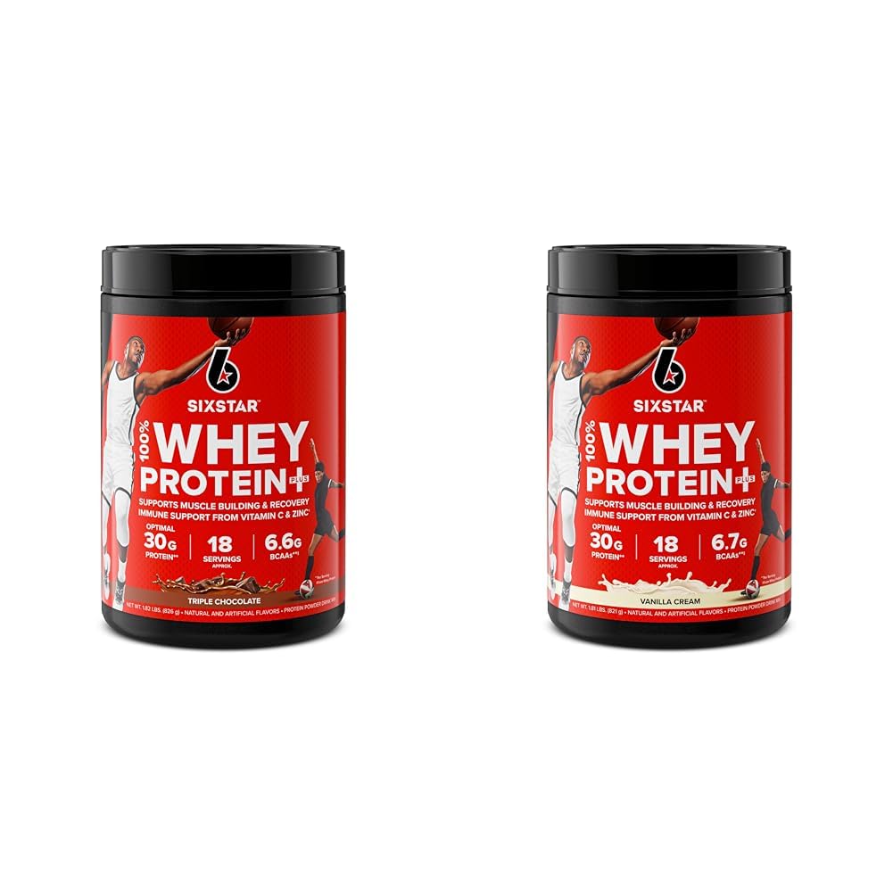 Série Six Star Elite 100% Whey Protein Plus Triple Chocolat 1.8Kgs US & Elite Série 100% Whey Protein Plus Vanilla Cream 1.8Kgs US