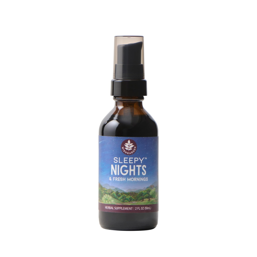 WishGarden Herbs Nuits et matins frais - All-Natural Herbal Sleep Aid Tecture, Supplément de sommeil biologique avec Passionflower, Hop et Scullcap, soutient le sommeil profond et les cycles de sommeil sains, 2oz