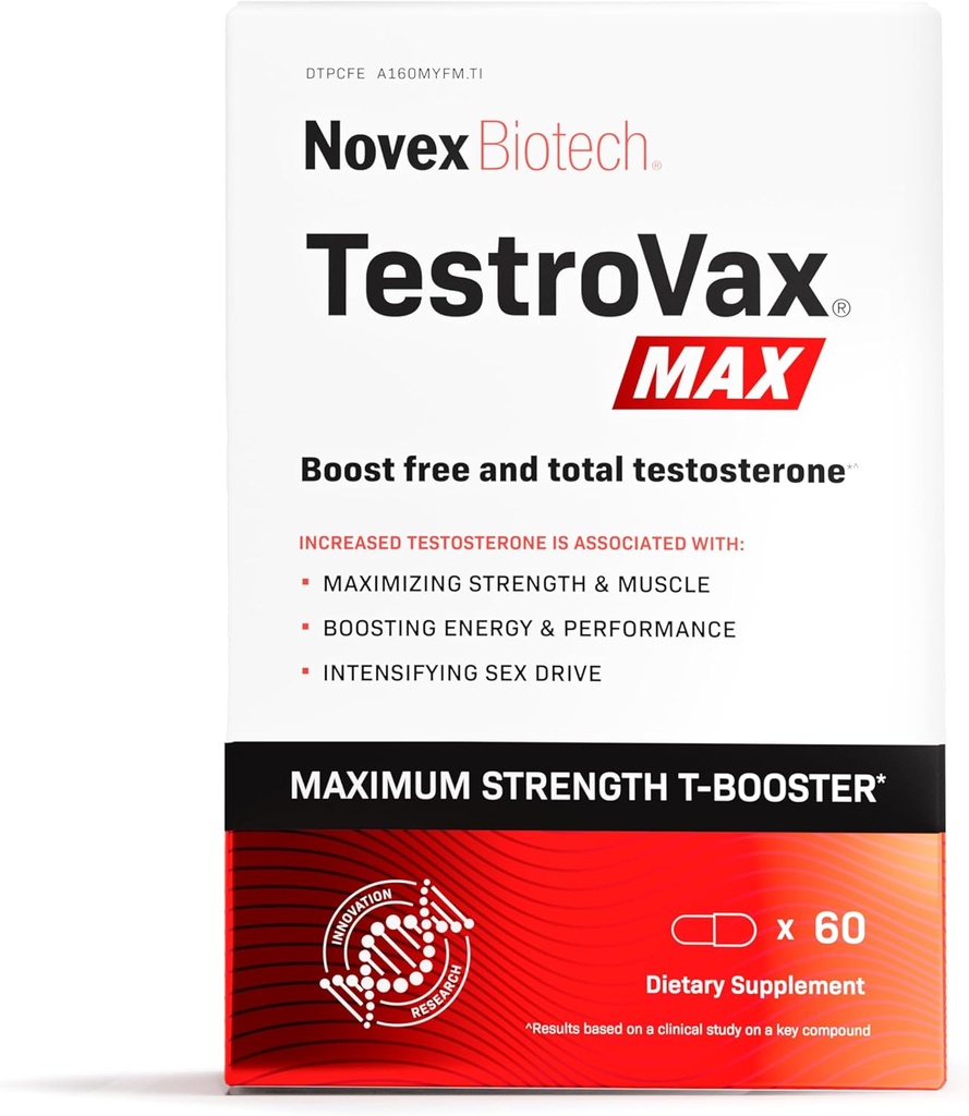 Novex Biotech TestroVax MAX – Daily Testosteron Multivitamin - Nahrungsergänzungsmittel für die Steigerung von Testosteron und zunehmende Stärke, 60 Ct
