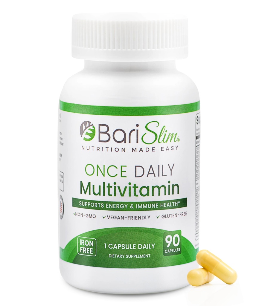 BariSlim une fois par jour Capsule de multivitamine bariatrique - formule sans fer - vitamine bariatrique et supplément pour la chirurgie post-chirurgie, y compris le pont gastrique et la manche gastrique