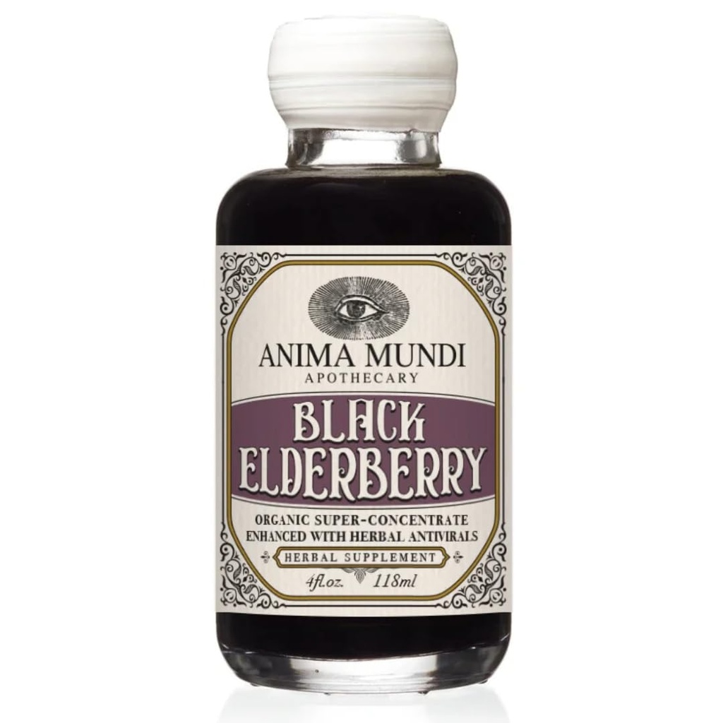 Anima Mundi Apothecary Black Elderberry Syrup - Organic Elderberry Syrup mit Skullcap Baikal, Cordyceps, Reishi, Shiitake & Maitake Pilze helfen Immungesundheit zu unterstützen (4oz / 118ml)