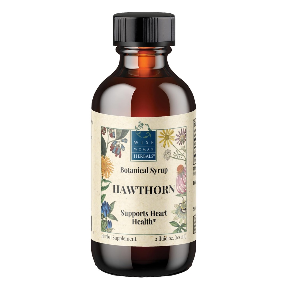 Wise Woman Herbals Hawthorn Berry Solid Extract 4:1, Alkoholfreie Extrastärke, fördert gesunde Zirkulation, Antioxidantien-Schutz, Kräuter Herz-Kreislauf-Unterstützung, 2 Fl Oz