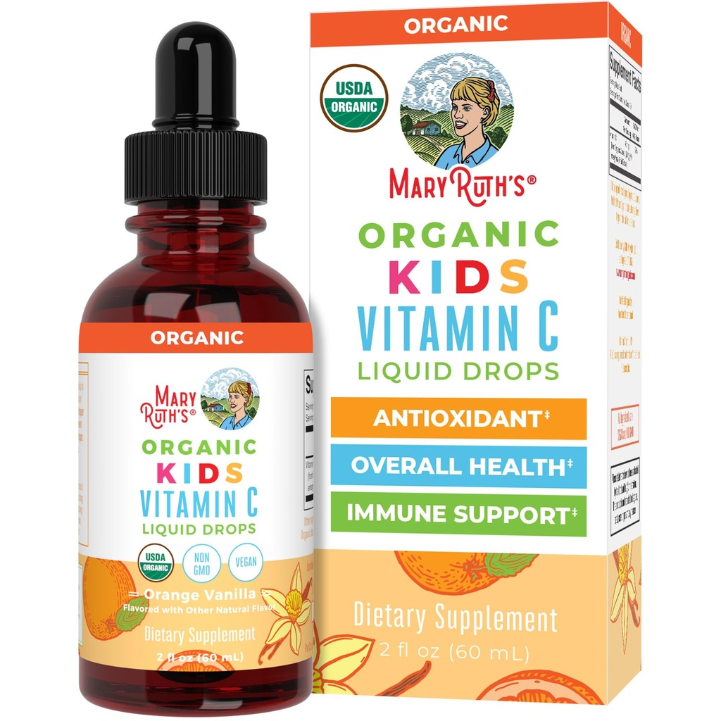 MARYRUTH'S Kids Vitamin C Tropfen | Vegan Immununterstützungsergänzung für Alter 4-13 | Immununterstützung & Gesamtgesundheit | Vitamin C aus Bio Acerola Fruchtextrakt | 2oz