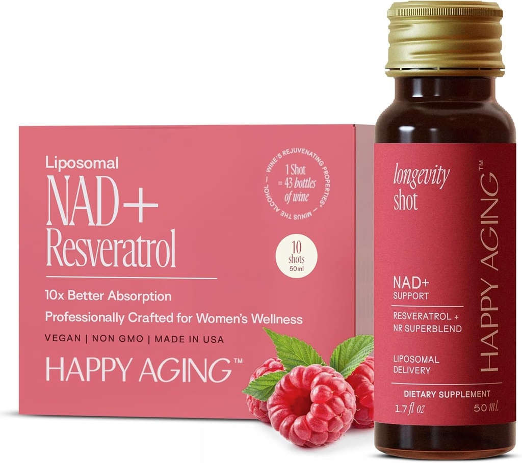 Liquid NAD+|Resveratrol| NMN Alternative | 10x Mehr Absorption | Liposomal Nicotinamid Riboside und Resveratrol mit Antioxidantien | Twice-a-Week | Firm Haut & Gehirn Gesundheit| 10 Schüsse