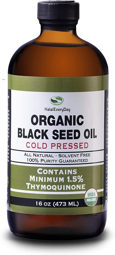 Bio Black Seed Oil - USDA Certified Cold Pressed Glass Bottle Über 1.5% Thymoquinone 3X Stärke Türkisch Schwarz Cumin Nigella Sativa nicht GMO 100% reines Schwarzes Öl (32oz Glas (2X16) Flasche
