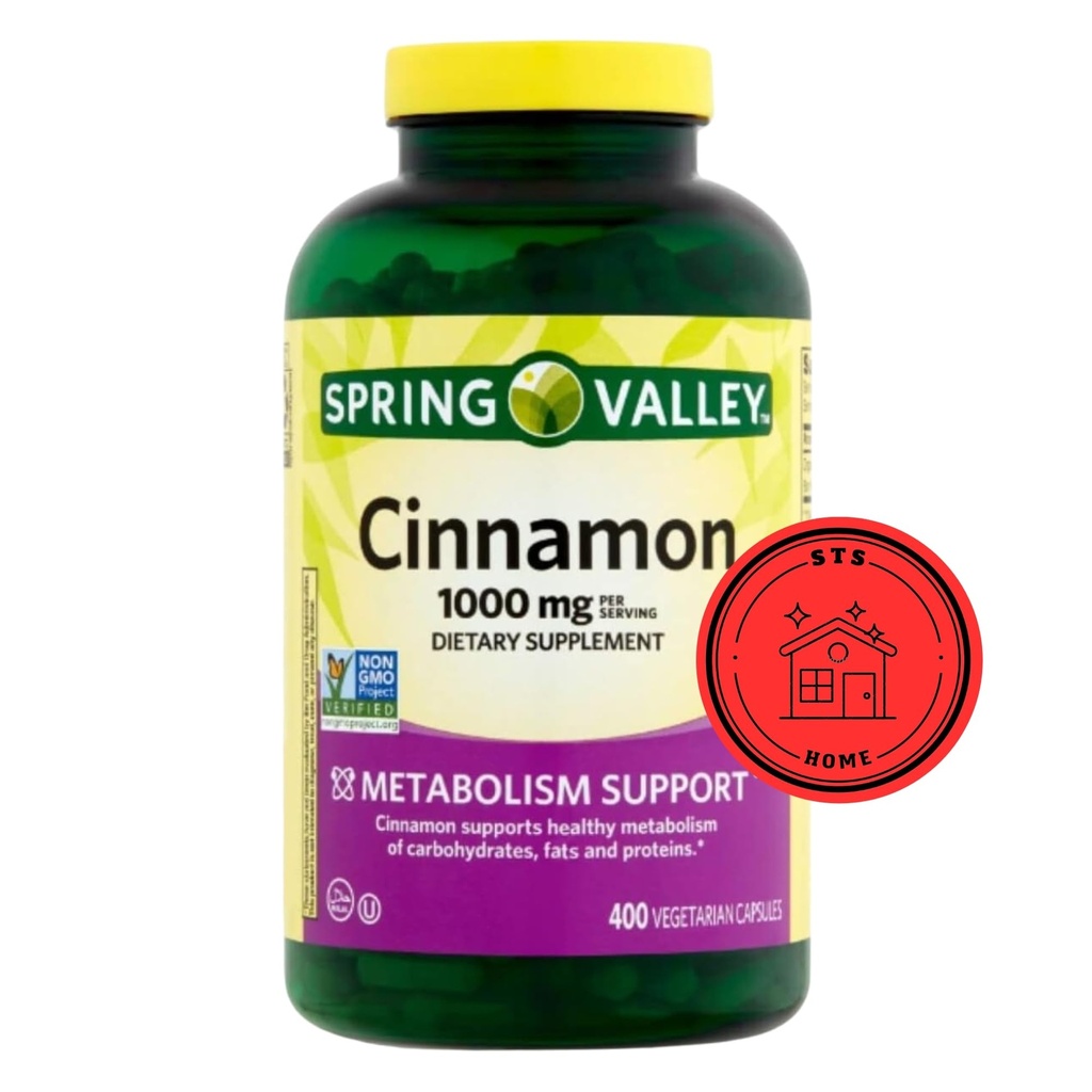 Supplément alimentaire à la cannelle de Spring Valley, 1000 mg, 400 Nombre + Sticker STS.