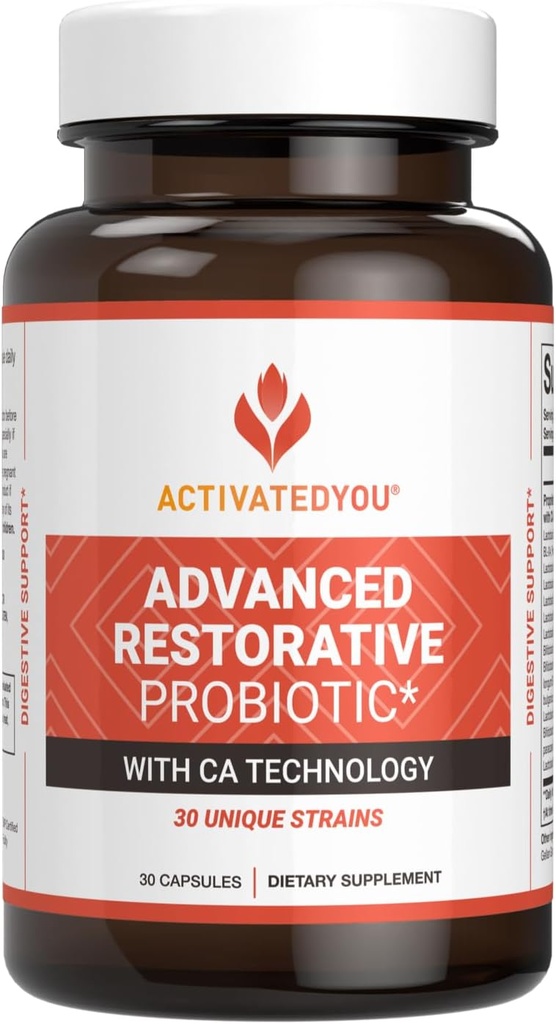 ACTIVATEDYOU Advanced Restorative Probiotic for Daily Use- 30 Strain Digestive Gut Health & Immun Function Support- Acidophilus Supplement für Radiant-Looking Skin (30 Kapseln)