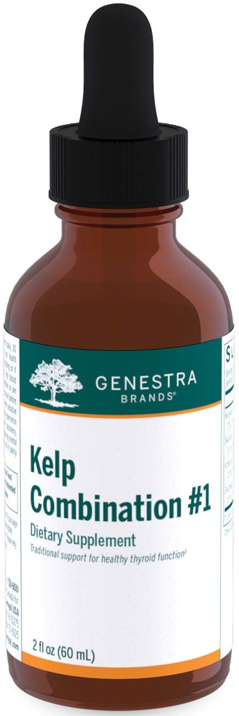 Genestra Marques Kelp Combinaison #1=Contient Bladderwrack, Borage, Skullcap, American Ginseng et Eleuthero=2 fl. oz.
