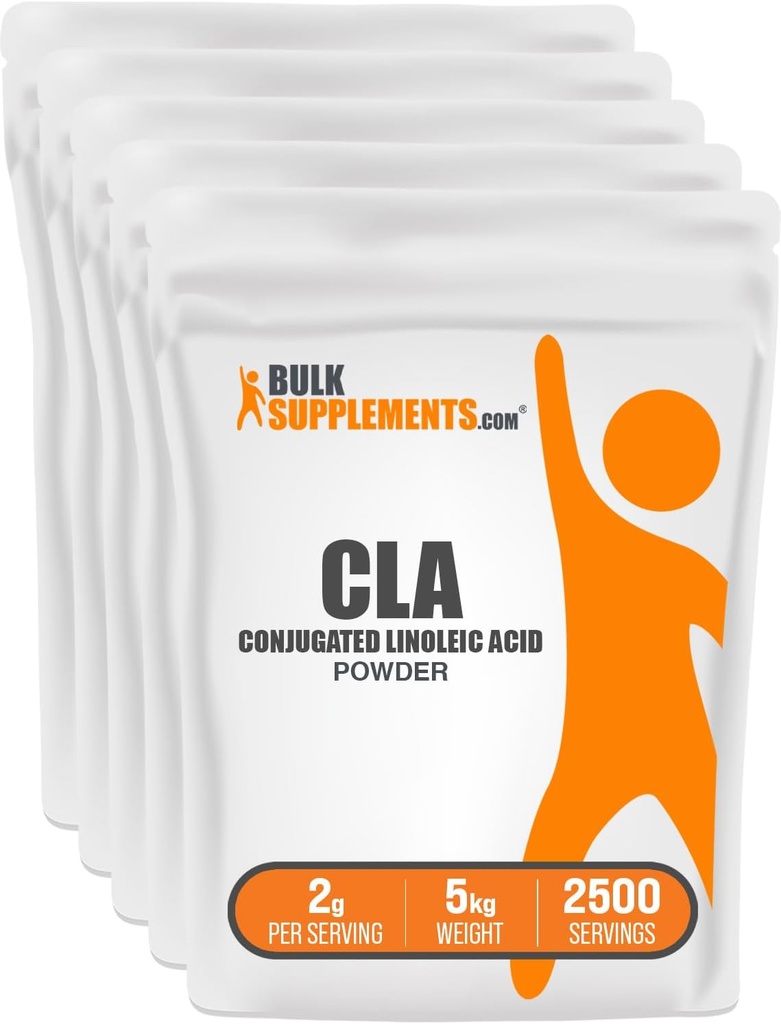 BulkSupplements.com Conjugated Linoleic Acid Powder - CLA Supplement, Nutritional Supplement - Gluten Free, 2g Per Serving, 1kg (2.2 lbs) (Pack of 5)