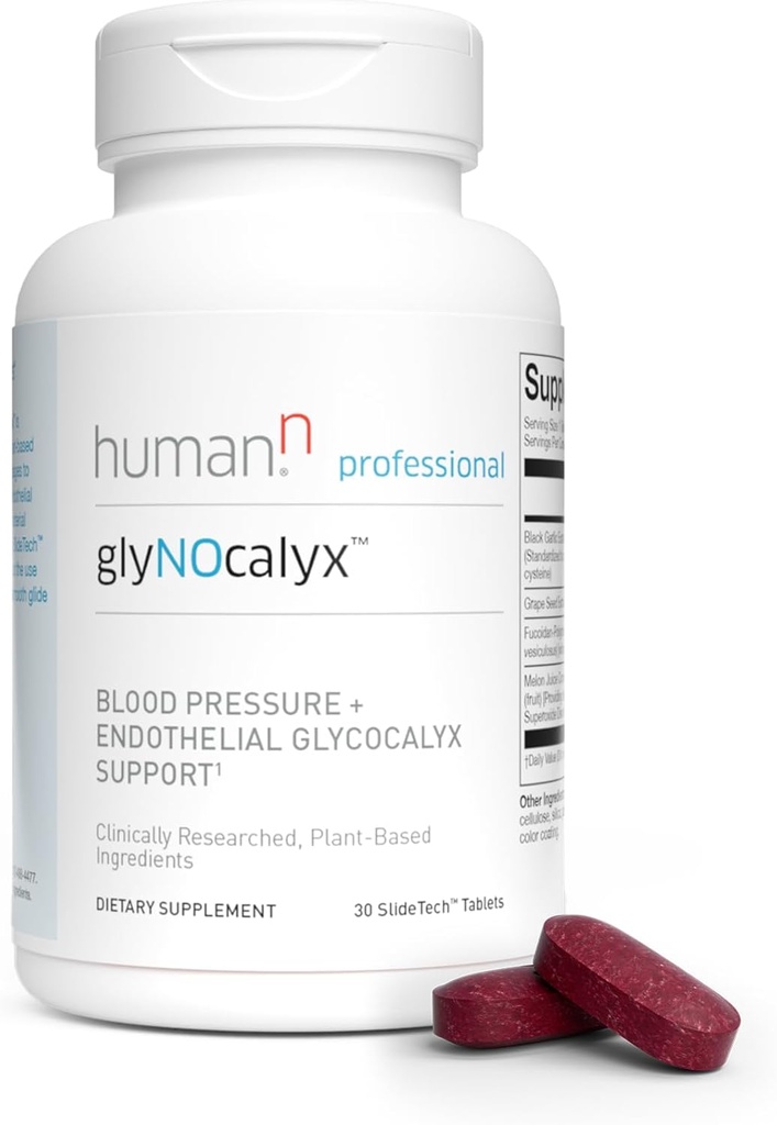 Humann glyNOcalyx Tablets - Endothelial Glycocalyx, Zirkulation & Nitric Oxid Support – Schwarzer Knoblauch, Trauben-Extrakt, Fucoidan-Polyphenol-Komplex – 30 Count