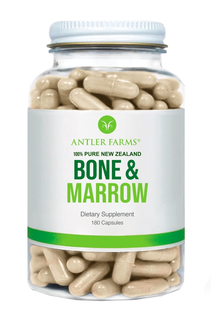 Geweihfarmen - 100% reine Neuseeland Knochen & Marrow, 180 Kapseln, 750mg - Gras Fed, Weide Raised Whole Bone Extract, Kalt verarbeitet, Gesunde essentielle Fette, Stammzellen, Kollagen, Calcium