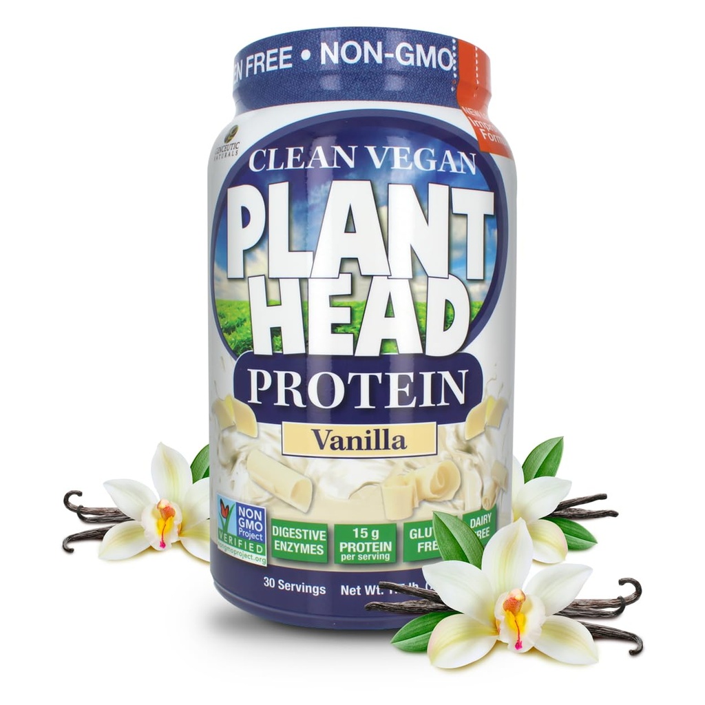 Supplément en poudre de protéines de tête de plante Genceutic Naturals, Vanille, 1.7-Pounds (lbs)