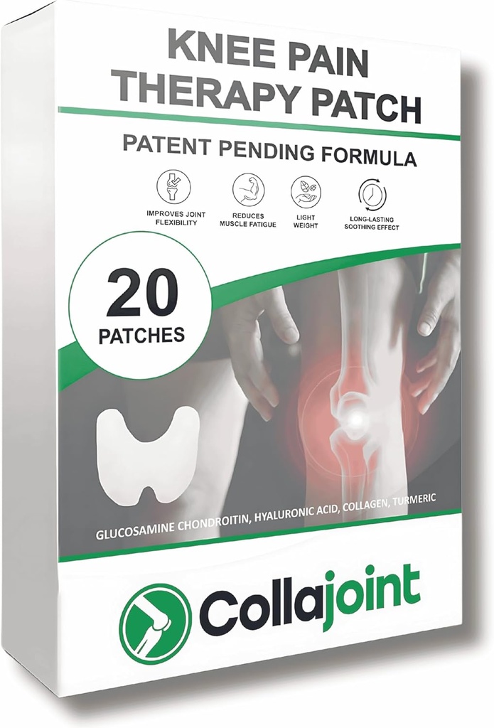 Knie Schmerzlinderung Patch - Hydrogel für Mobilität & Komfort mit Collagen & Glucosamin - Niedriger Geruch, 20 Zähler