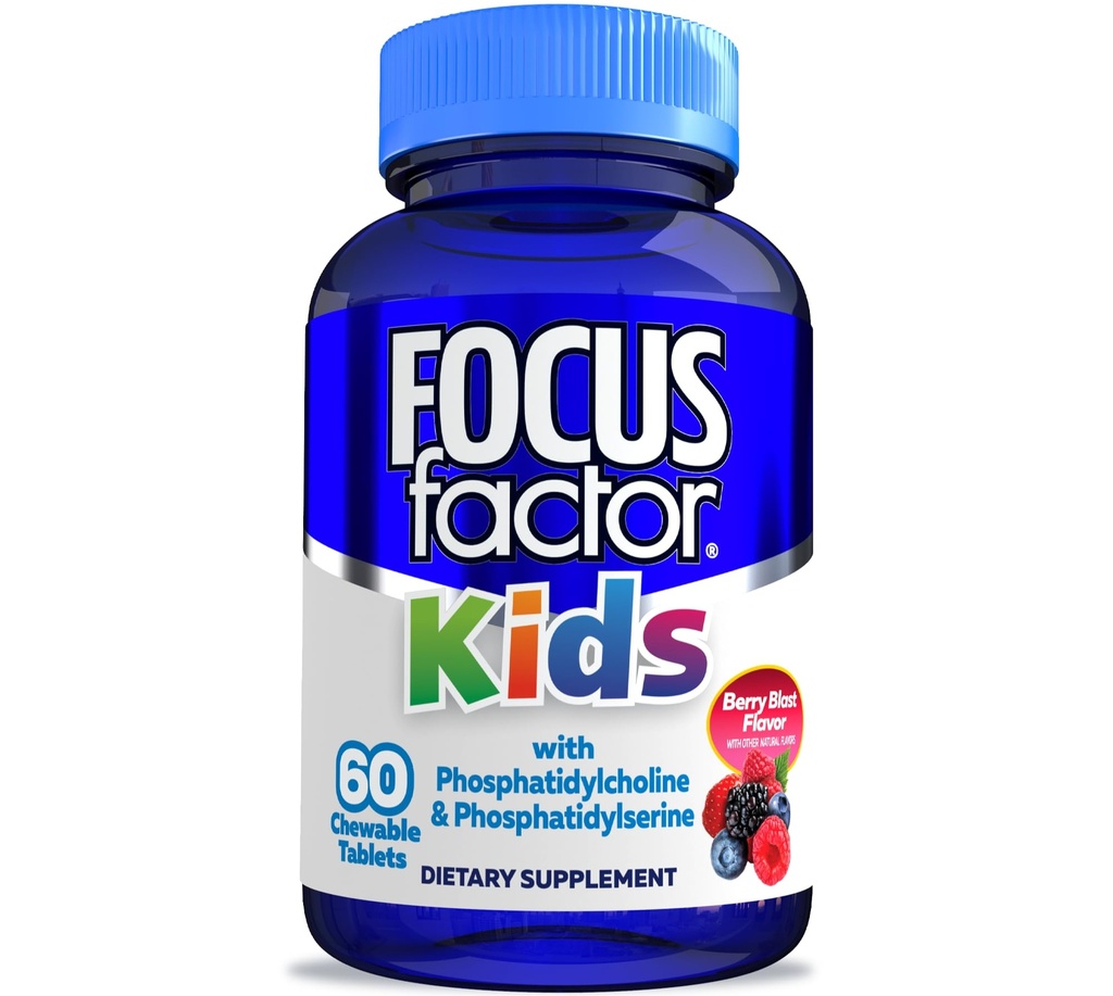 Facteur de concentration Enfants Vitamines à croquer quotidiennes complètes : Multivitamines et nutriments Neuro (fonction de drainage) avec/vitamine B12, C, D3-60 Compte