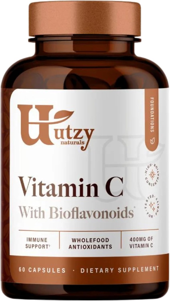 Utzy Naturals Vitamin C Complex | 400mg Vitamin C mit Acercola & Citrus Bioflavonoids | 60 Kapseln
