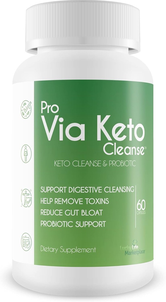 Pro Via Keto Cleanse - Hilfe Entfernen Toxine & Verunreinigungen - Pflanzenbasierte natürliche Keto-Reinigung mit Probiotischer Unterstützung - Unterstützung Verdauungsreinigung & Reduzierte Gut Bloat - Aid Waste Removal & Detoxification