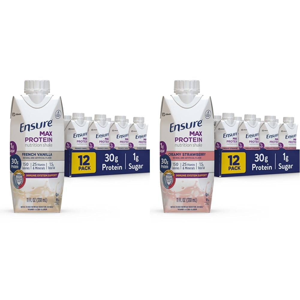 Gewährleistung Max Protein Nutrition Shake mit 30g Protein & Max Protein Nutrition Shake mit 30g Protein, 1g Zucker, High Protein Shake, Creamy Strawberry, 11 fl oz, (Pack von 12)