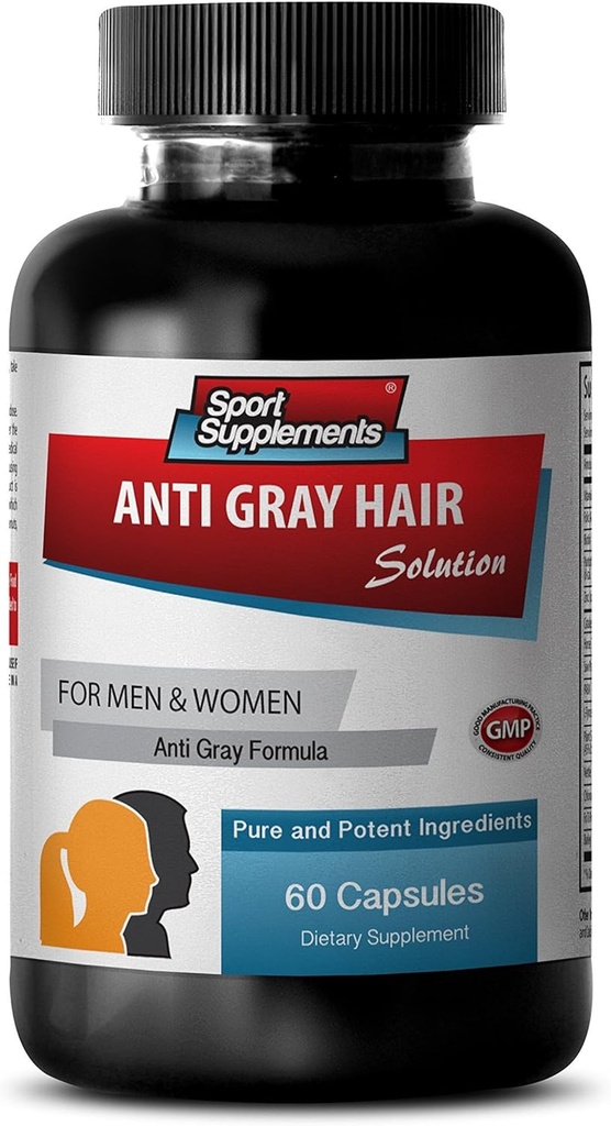 Eliminate Graues Haar - Anti-Grau-Haar Natürliche Formel für Männer und Frauen - Biotin Ergänzung - Anti-Grau-Haar-Ergänzung, Kräuter-Grau-Haar-Reversal, Reverse-Grau-Haar-Ergänzung, 1B 60 Caps