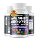 Elderberry Quercetin Bilberry Turmeric Tart Cherry Ginger Vitamin C Vitamin D3 Zink Schwarz Pfeffer -150 Kapseln- Made in USA