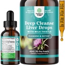 Deep Liver Cleanse, Detox & Repair with Milk Thistle Liquid Drops - Liver Detox Liquid Artichoke Extract mit Dandelion Leaf, Ginger & Turmeric Curcumin für Immunität & Daily Cleanse - 2Fl OZ