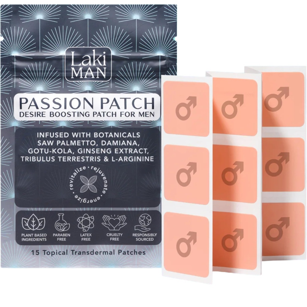Laki Naturals Passion Patch für Herren (Pack mit 15) – Unterstützt Zirkulation, Vitalität, Kraft und Energie mit natürlichen Inhaltsstoffen – Non-Habit Forming, Time-Released Men’s Health Wellness Patches