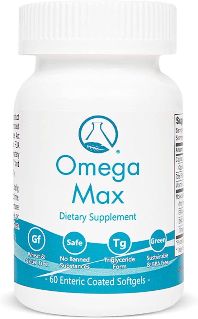 Omega Max - 60 Ct Enteric Coated, kein Burp Fish Oil I Omega-3 EPA DHA Supplement I Herz, Vision, Gehirn & Immununterstützung, 2000mg / Reservierung