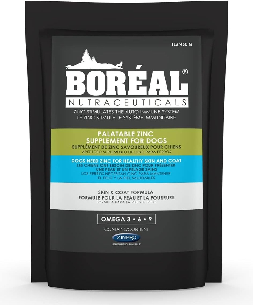Boréal Palatable Zinc Supplément pour chiens 16 oz Sac re-scellable