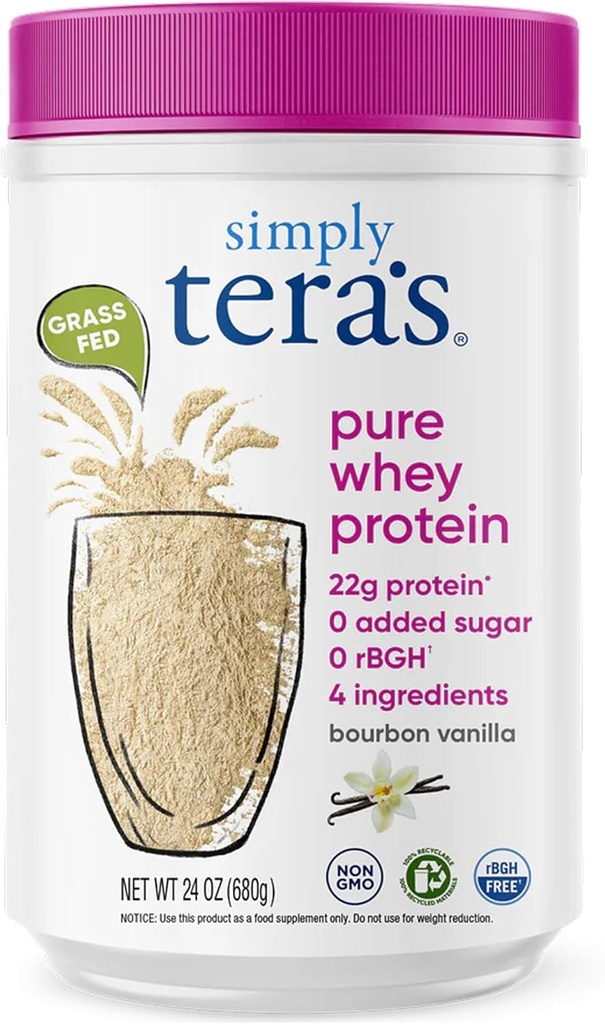 Einfach teras reines Whey Protein Pulver - Grass Fed Vanille Whey Protein Powder, Clean, Made without Künstliche Süßungsmittel, Non-GMO, Kosher, rBGH-Free, Soy-Free - 24 Oz