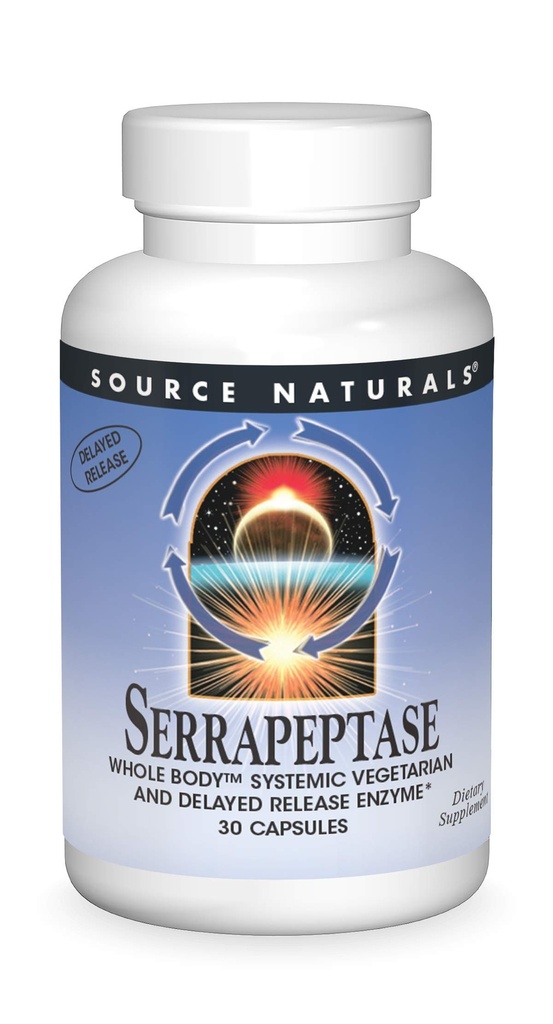 Source Naturals Serrapeptase - Enzyme de libération retardée - 30 Capsules végétariennes