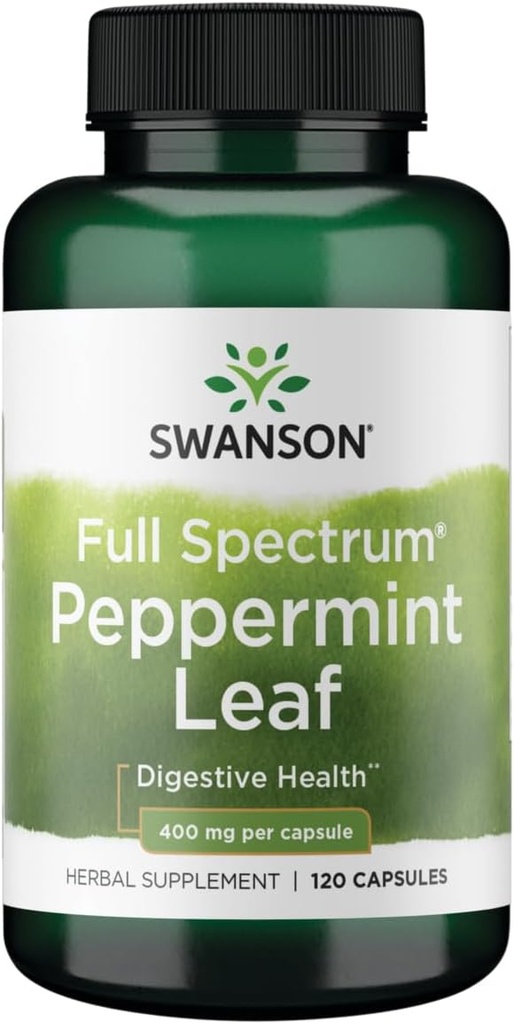 Swanson Plein spectre Feuille de menthe poivrée 400 Milligrammes 120 Capsules